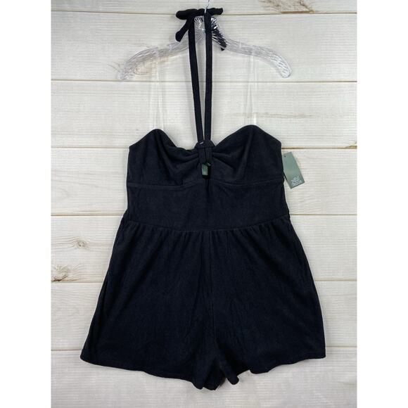 wild fable Pants - Wild Fable Shortall Womens L Black Terry Cloth Short Romper Halter Beach NWT!